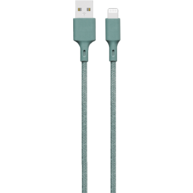 Câble Recyclable en coton USB A/Lightning 2m Night Green Just Green